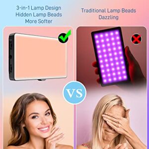 FRANDEK Portable Light for Photography, 4000mAh Rechargeable RGB On-Camera Video Lights 360°Full Color, LED Soft Video Conference Lighting Dimmable 2500K-9000K, Selfie Lighting for Live Streaming