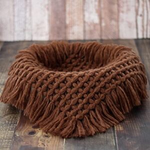 Zeroest Newborn Photography Baby Posing Layer Props Basket Filler Stuffer Mini Blanket Photoshoot HandKint Photo Wool Wrap (Coffee)