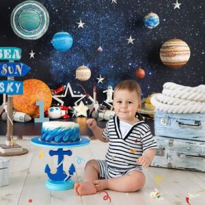 Outer Space Photography Backdrop Universe Planet Star Galaxy Astronaut Rocket Kids Birthday Party Decoration Boy Portrait Photo Background Birthday Party Cake Table Banner Vinyl,7x5ft