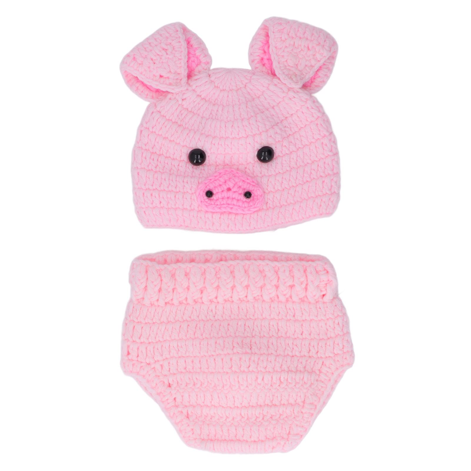 SUNGOOYUE Baby Cute Animal Photoshoot Clothes, Pig Shape Woolen Thread Baby Photography Props Outfit for Infants 0-3 Months (Pink)