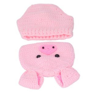 SUNGOOYUE Baby Cute Animal Photoshoot Clothes, Pig Shape Woolen Thread Baby Photography Props Outfit for Infants 0-3 Months (Pink)