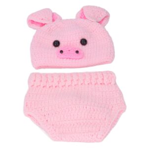 SUNGOOYUE Baby Cute Animal Photoshoot Clothes, Pig Shape Woolen Thread Baby Photography Props Outfit for Infants 0-3 Months (Pink)