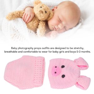 SUNGOOYUE Baby Cute Animal Photoshoot Clothes, Pig Shape Woolen Thread Baby Photography Props Outfit for Infants 0-3 Months (Pink)