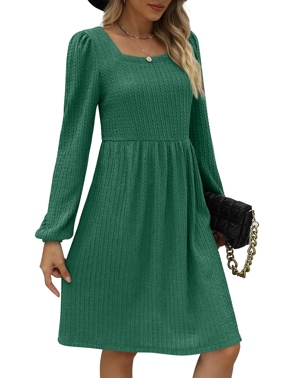 Green Dresses for Women Christmas Party Sweater Dress for Teen Girls L