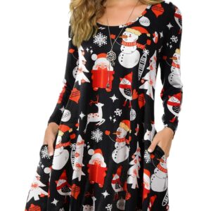 ZENNILO Women's Loose Fit Casual Swing Christmas T-Shirt Dress with Pockets(Flower47,2X)