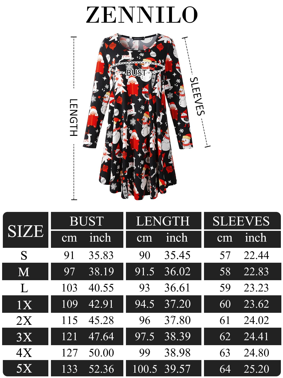 ZENNILO Women's Loose Fit Casual Swing Christmas T-Shirt Dress with Pockets(Flower47,2X)