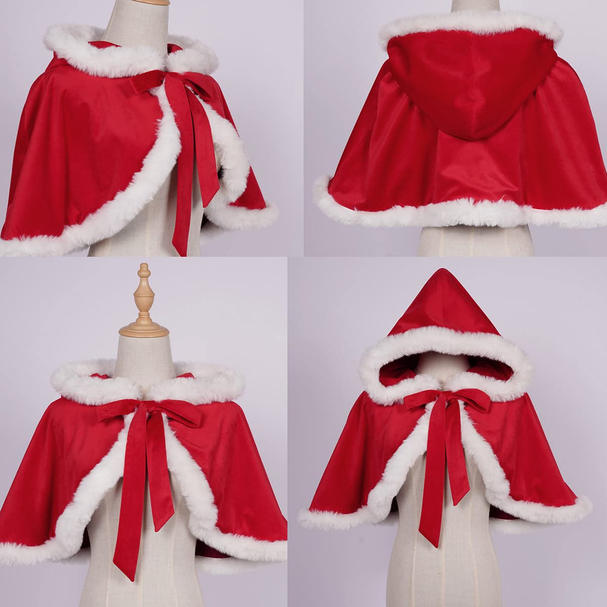 Women's Christmas Dress Skirt and Hooded Cloak Match (Red, XXL) …