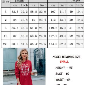 Quenteen I Run On Coffee and Christmas Cheer Sweatshirt Dress For Women Casual Loose Fitiing Hoodies Dress Red Small