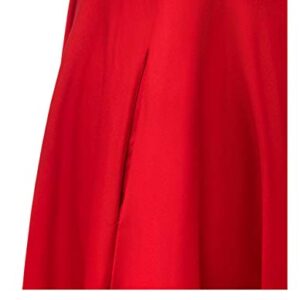 PUKAVT Women's 1950 Boatneck Cap Sleeve Vintage Swing Cocktail Party Dress with Pockets Red XL