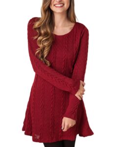 mansy womens knitted crewneck sweater dress red medium