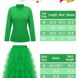 Xtinmee 25 Pcs Christmas Tree Costume Set for Women Festive Party Dress Christmas Tree Adult Outfit for Xmas Party Costumes (X-Large)