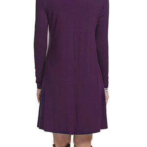 MOLERANI Women's Casual Plain Long Sleeve Simple T-Shirt Loose Dress (M, Purple)