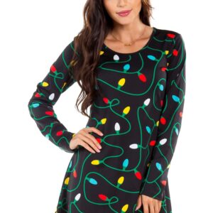 Tipsy Elves Cute Christmas Black Twinkle Lights Dress for Women Size Small