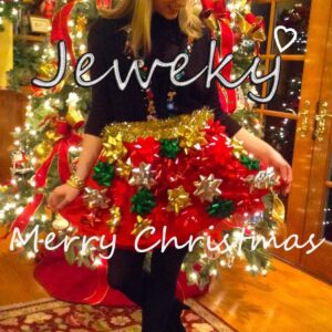 Jeweky Christmas Dress Casual Midi Dress Short Sleeve Flared Christmas Dress 3D Printed Dress Party Daily Dresses for Women and Girls (L)