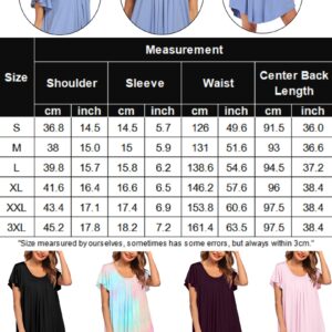 Ekouaer Womens Nightgown Soft Sleepwear Pleated Sleepshirt Sleep Dress Short Sleeve Nightdress Christmas 3XL