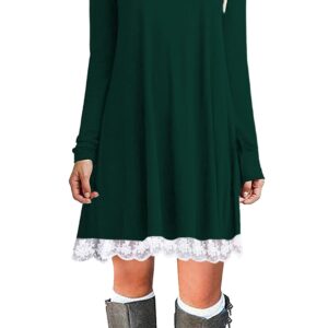 Halife Cute Christmas Dresses for Women Long Sleeve Casual Swing Tunic Dress with Pockets Dark Green L