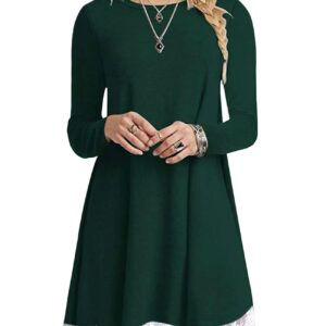 Halife Cute Christmas Dresses for Women Long Sleeve Casual Swing Tunic Dress with Pockets Dark Green L