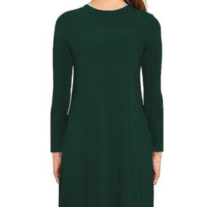 Halife Cute Christmas Dresses for Women Long Sleeve Casual Swing Tunic Dress with Pockets Dark Green L