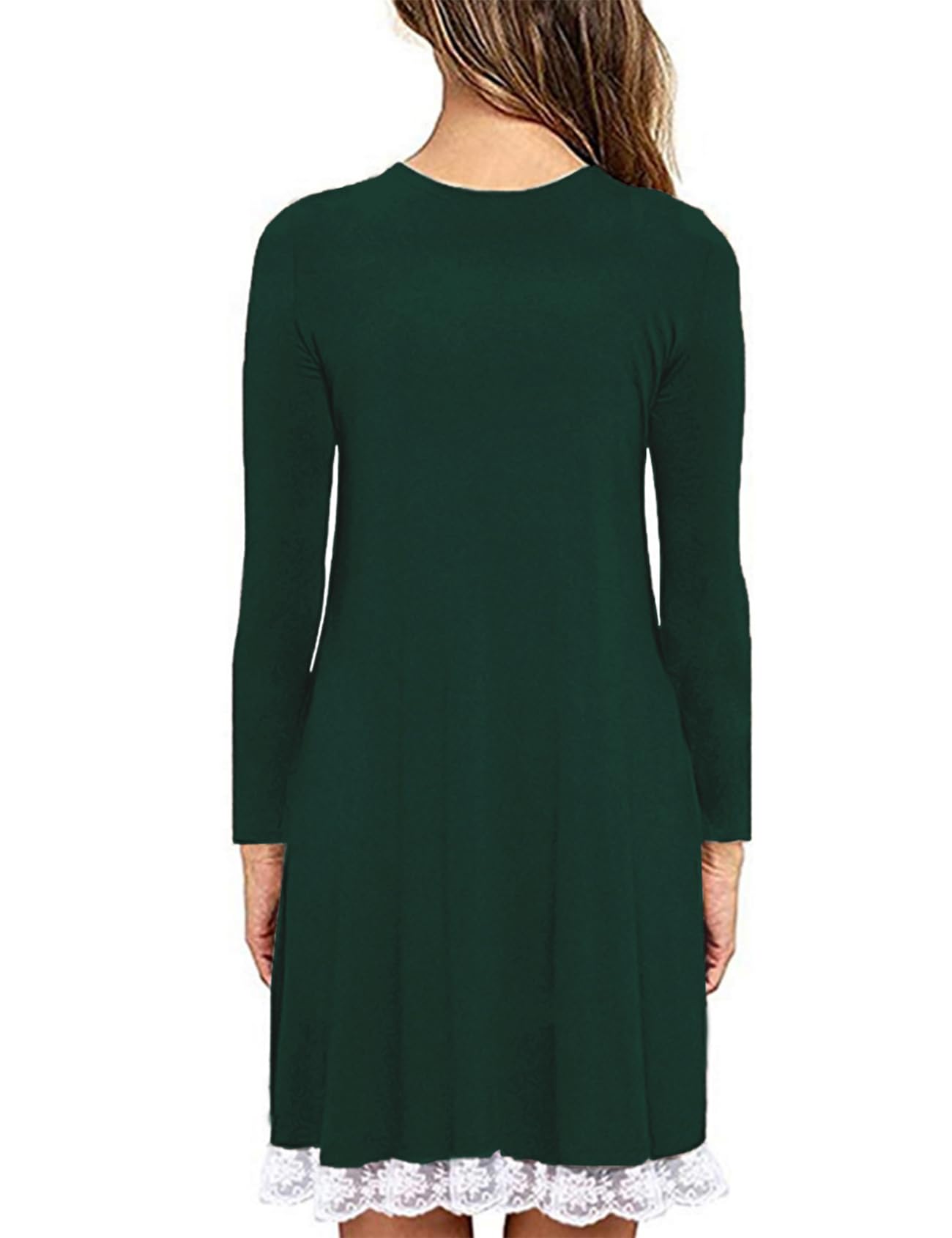 Halife Cute Christmas Dresses for Women Long Sleeve Casual Swing Tunic Dress with Pockets Dark Green L