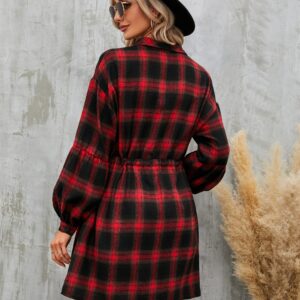 Blooming Jelly Womens Plaid Dresses Flannel Fall Long Sleeve Dresses Christmas Dress Winter Dresses for Women 2023(Large,Red Plaid)