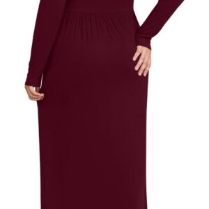 BISHUIGE Womens XL-6XL Casual Plus Size Maxi Dresses with Pockets 2XL, Wine Red