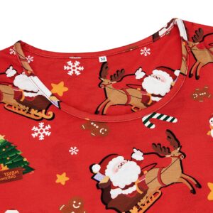 American Trends Christmas Sleep Shirts for Women Green Christmas Dress Cotton Sleep Dress Women Christmas Pajamas Dress Short Sleeve Red Sleepwear Night Shirts for Sleeping Santa Claus 2XL