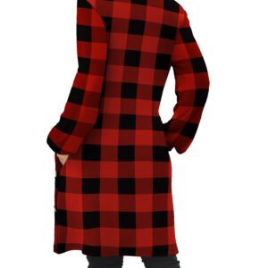 Glanzition Plaid Dress for Women Christmas Knee Length Tunic Dresses Red L