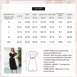 Dokotoo Womens Midi Formal Wedding Guest Dresses V Neck Elegant Party Skater Dress Valentines Dress for Women Summer Dress Apricot 2XL