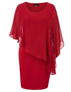 women's plus size flare sleeve bodycon business scuba sheath dress red 22w