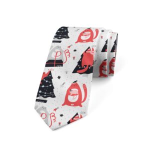 Ambesonne Necktie, Cats Preparing at Christmas, Dress Tie, 3.7", White and Coral