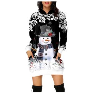 maternity christmas dress, women's fashion loose casual pocket long sleeve hoodie printed sweatshirt top funny sweaters for women ugly sweatshirt shirts plus sweatshirt tops (l, black)