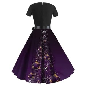 Christmas Dresses Women Casual Swing Dress Vintage 1950's Party Cocktail Dress Casual Short Sleeve Holiday Dress