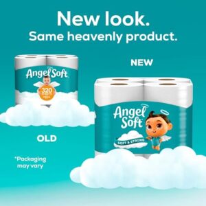 Angel Soft Toilet Paper, 4 Mega Rolls = 16 Regular Rolls, Soft and Strong Toilet Tissue, White