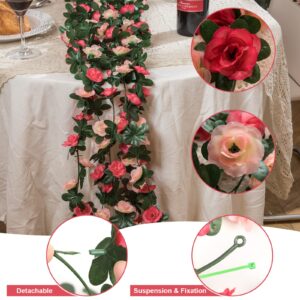 MARTINE MALL Flower Garland Rose Vines, 2 Strands 16.5Ft Rose Floral Vines Decoration for Bedroom, Room Table, Birthday, Wedding, Party, Garden, Wall Decor