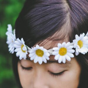 Floral Fall Boho Sunflower Crown Hippies Daisy Hair Wreath Bridal Headpiece Photo Props DY-01 (White)