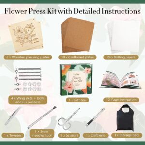 Aboofx Extra Large Flower Press Kit, 10.8" x 10.8" 10 Layers Wooden Flower Pressing Kit with Storage Bag, Flower Pressing Kit for Adults, DIY Pressed Flower Plant Preservation Kit