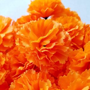 TRvancat Marigold Flowers Heads Bulk, Silk Artificial Flowers for Diwali,Indian Festival, DIY Marigold Garland Day of The Dead Decorations (Orange)