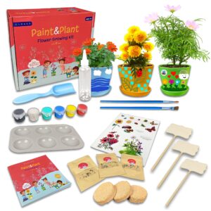 paint and plant flower growing kit for kids - kids gardening set gifts for girls and boys ages 6-12 year old- arts and crafts for girls and boys - grow your own flowers - paint and grow craft kit