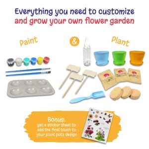 Paint and Plant Flower Growing Kit for Kids - Kids Gardening Set Gifts for Girls and Boys Ages 6-12 Year Old- Arts and Crafts for Girls and Boys - Grow Your Own Flowers - Paint and Grow Craft Kit