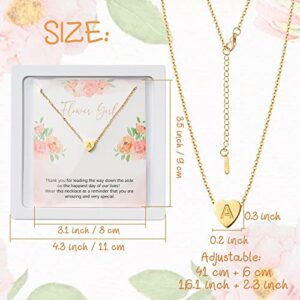 OSNIE Flower Girl A Alphabet Pendant Necklace 14K Gold Plated Tiny Capital Letter Initial Heart Pendant Necklace Wedding Day Thank You for Being My Flower Girls Jewelry Gifts Proposal from Bride