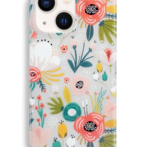 J.west iPhone 13 Case, Clear Floral Flexible TPU Shockproof Cover Transparent Elegant Designs Durable Protective Women Girls Flower Phone Case 6.1"