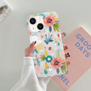 J.west iPhone 13 Case, Clear Floral Flexible TPU Shockproof Cover Transparent Elegant Designs Durable Protective Women Girls Flower Phone Case 6.1"