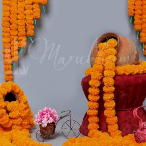 Marubhumi 10 PC 4.5 Feet Long Strands Artificial Marigold Flowers Garland for Diwali Decor, Traditional Indian Decor, Marigold Garland for Decoration, Christmas Decor (Light Orange)