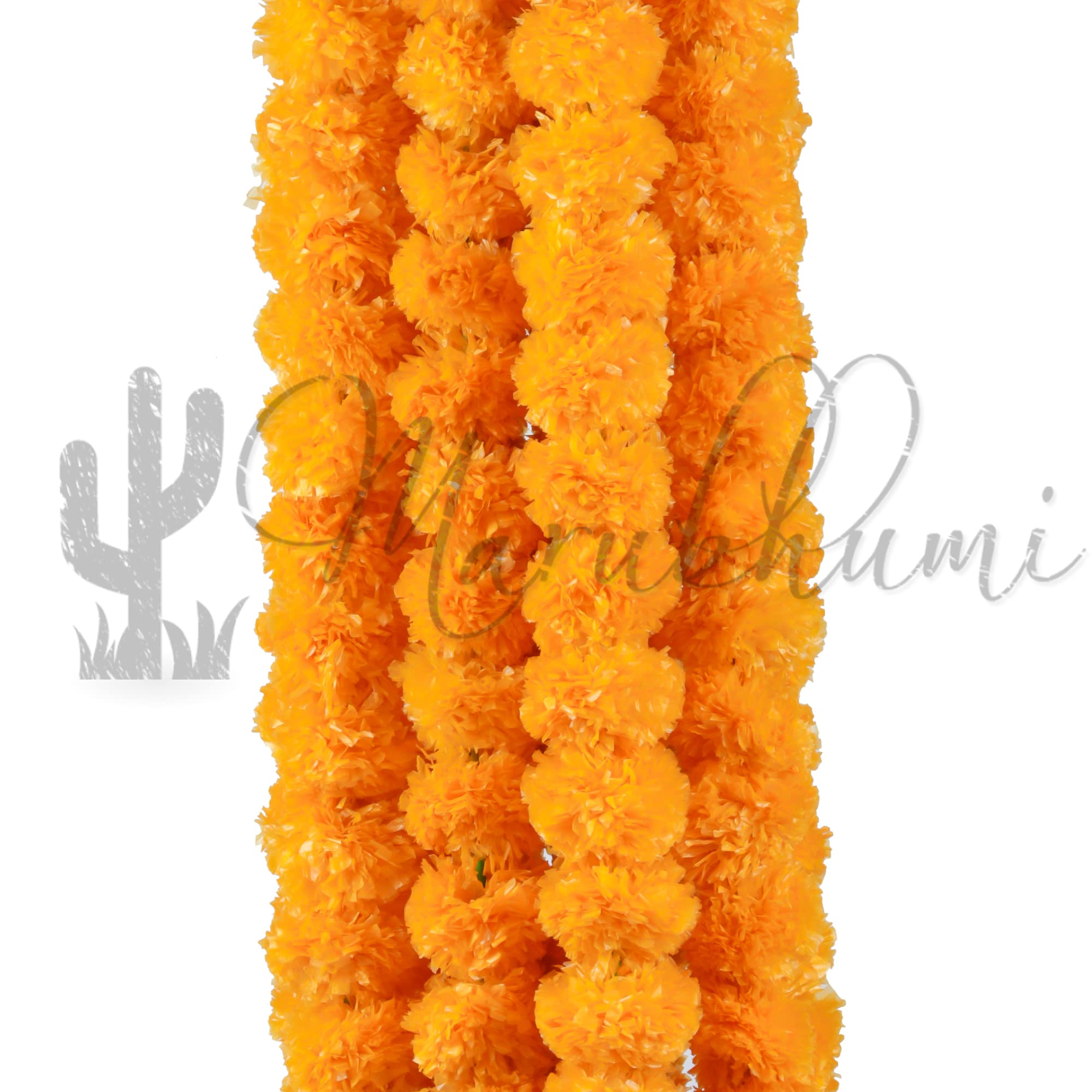 Marubhumi 10 PC 4.5 Feet Long Strands Artificial Marigold Flowers Garland for Diwali Decor, Traditional Indian Decor, Marigold Garland for Decoration, Christmas Decor (Light Orange)