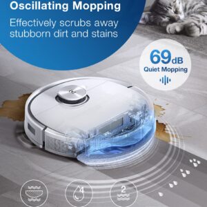 ECOVACS DEEBOT T9+ Robot Vacuum and Mop Combo with Auto-Empty Station, Precision Laser Mapping, 3D Maps, Oscillating Mopping, 3000Pa Suction, Hands-Free Cleaning for Up to 60 days, Air Freshener,White