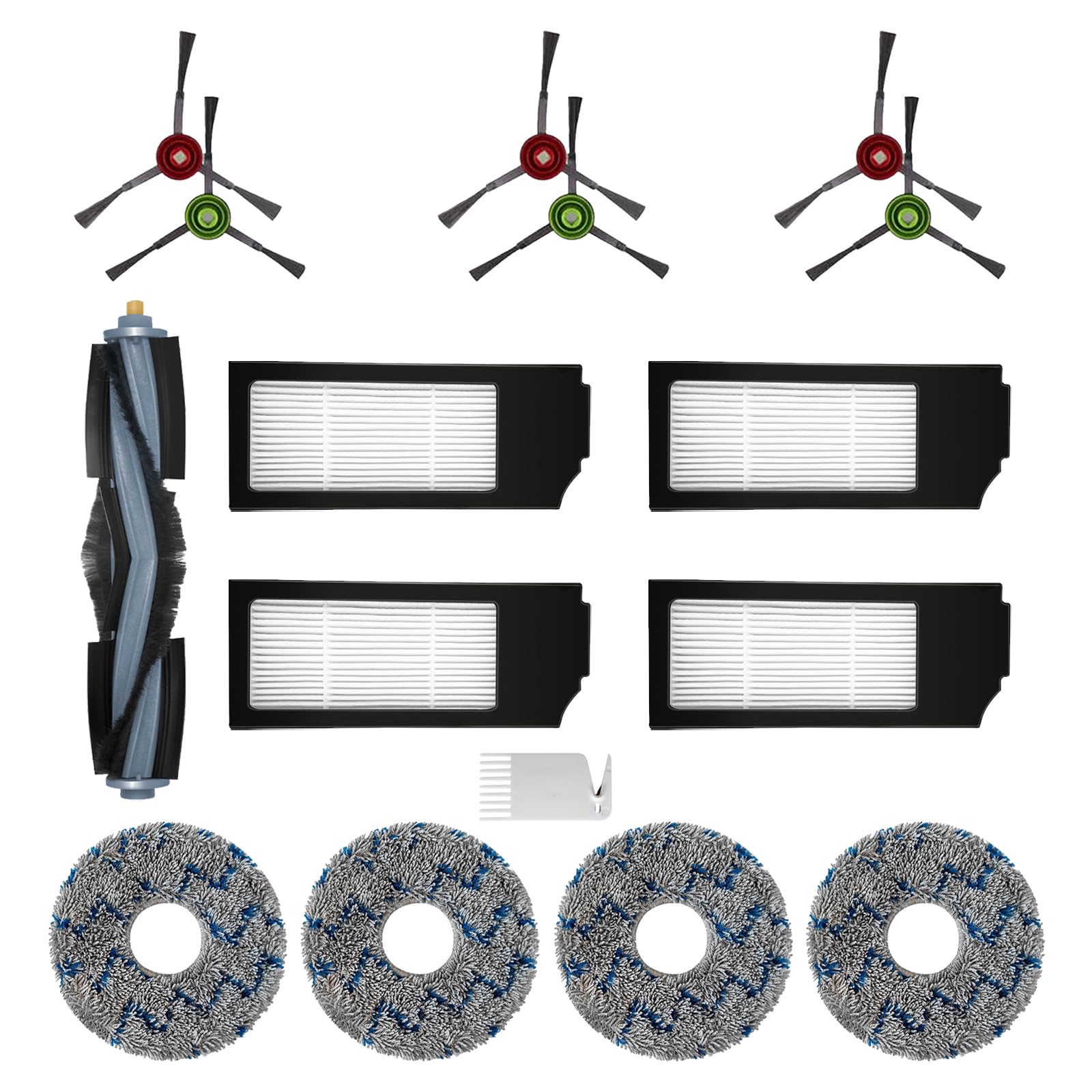 Filter Brush Mop Pads Accessories Kit for Ecovacs DEEBOT T10 Omni DEEBOT X1 Omni X1 TURBO X1 Plus Robot Vacuum Cleaner Replacement Parts (16 Pack)