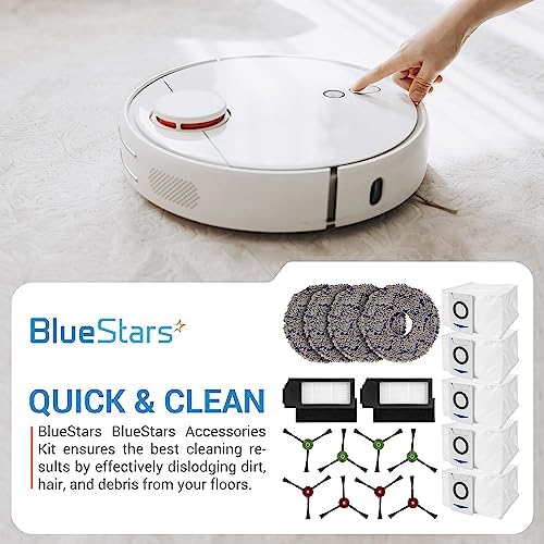 BlueStars Durable Replacement Accessories Parts Kit Fit Compatible with ECOVACS DEEBOT X1 Omni/ X1TURBO/ X1 Plus Robot Vacuum Cleaners (4 x mop pad, 5 x dust Bag, 2 x HEPA Filter, 8 x Side Brush)