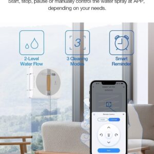 ECOVACS Winbot W1 Pro Window Cleaning Robot, Intelligent Cleaning with Dual Cross Water Spray Technology, Win SLAM 3.0 Path Planning, 2800Pa Suction Power, Edge Detection Technology, App Control,Grey