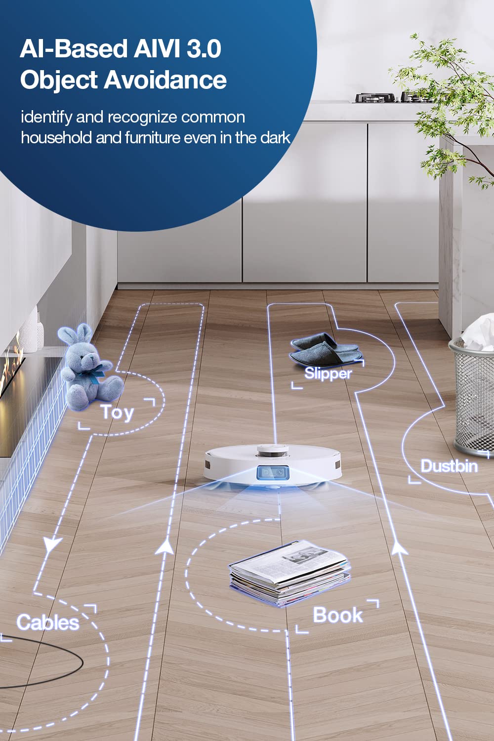 ECOVACS DEEBOT T10 OMNI Robot Vacuum and Mop Combo, Auto Self-Emptying, Auto Mop Cleaning, Hot Air Drying, 5000Pa Suction, OZMO TURBO Deep Mopping with Precision Mapping and Obstacle Avoidance, White