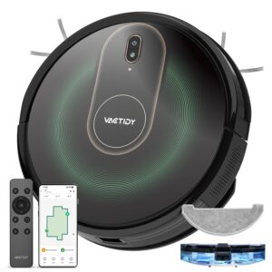 vactidy nimble t8 robot vacuum and mop combo, robot vacuum cleaner with gyronav navigation, siri/app/alexa/wifi, super slim, self-charging robotic vacuums, good for hard floor, carpet, pet hair